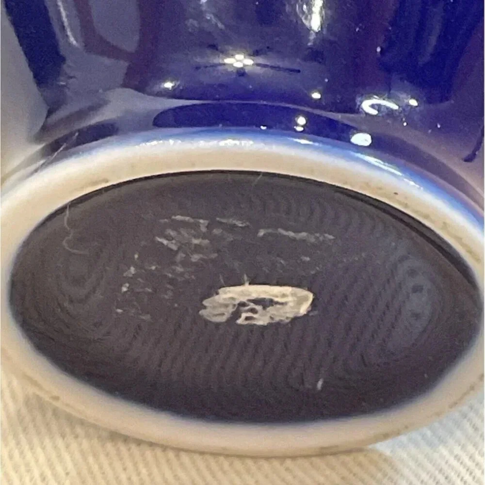 Japanese Porcelain Cobalt Blue Floral Design Lidded‎ Ginger Spice Jar Vintage 4”